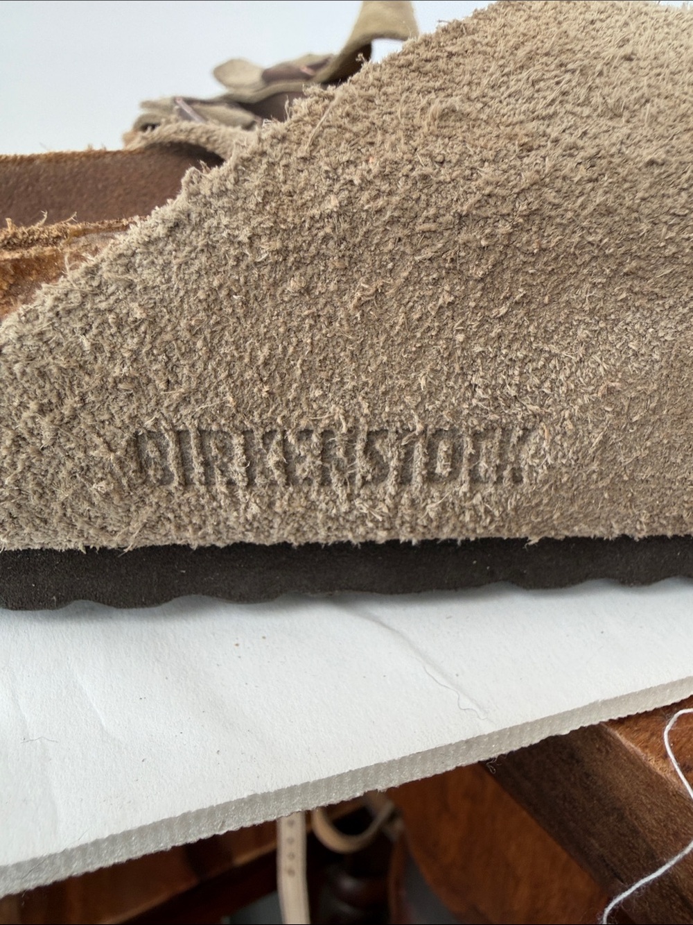 Birkenstock Suede Two-Strap Sandals in tan size 10 - Picture 2 of 6